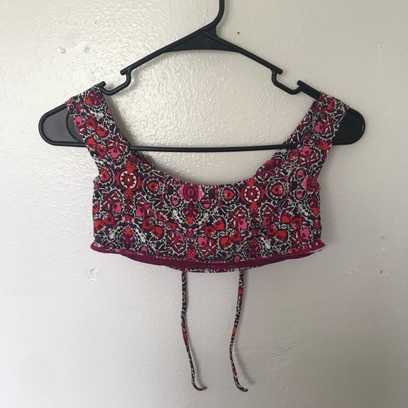 Lace-Up, Off Shoulder Bikini Top (Pink Print) - Picture 3 of 6